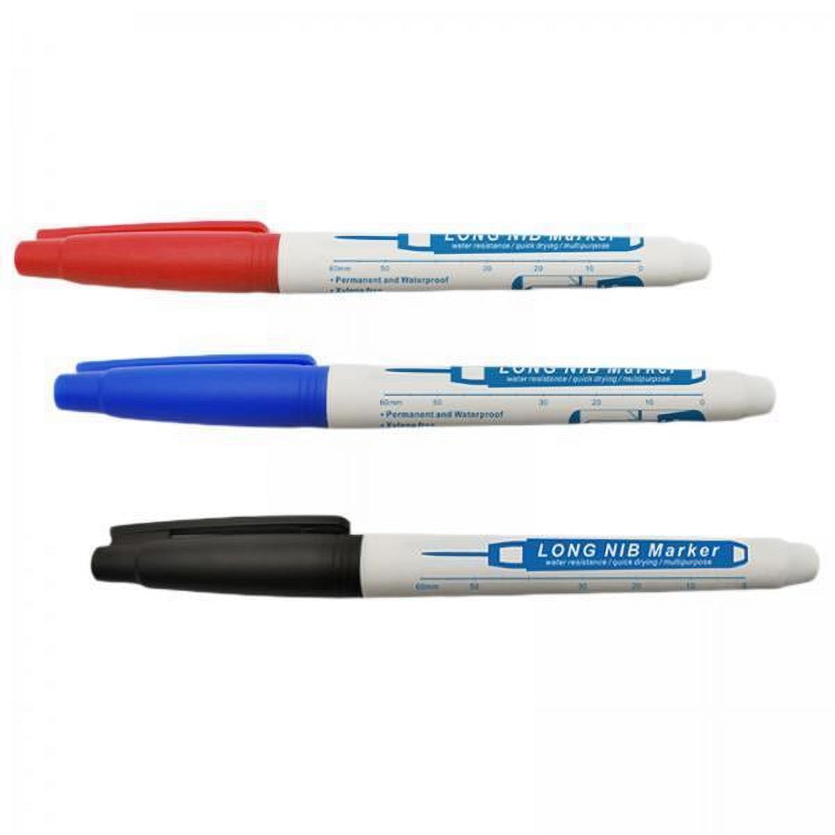 2x 3 Pack Extra Long Tip Long Head Marker Pens Waterproof Permanent  Woodworking Hole Marker Pen black and blue and red